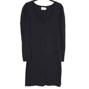 NATION‎ Ltd Black Dress V Neck Long Sleeve 100% Cotton Womens M